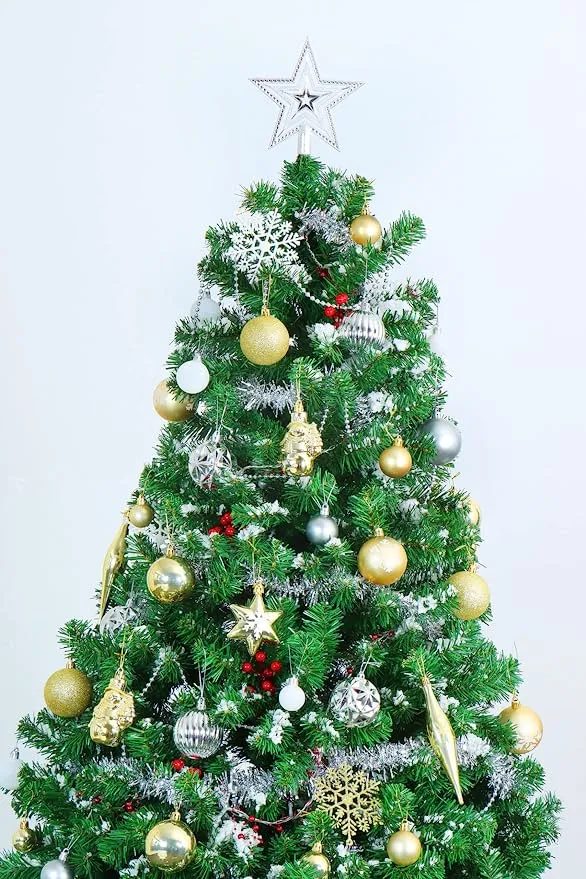 10 Pcs Christmas Assorted Ornaments With A Star Tree Topper Gold, Silver & White 7 10 Pcs Christmas Assorted Ornaments With A Star Tree Topper Gold, Silver & White - Image 5