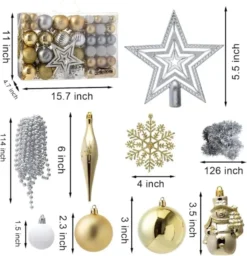 10 Pcs Christmas Assorted Ornaments With A Star Tree Topper Gold, Silver & White 10 10 Pcs Christmas Assorted Ornaments With A Star Tree Topper Gold, Silver & White -Christmas Decorations 10 Pcs Christmas Assorted Ornaments with a Star Tree Topper Gold Silver amp White 600x623 1