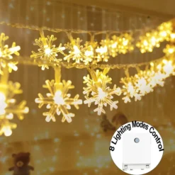 100 LED Snowflake Christmas Lights 35.9ft -Christmas Decorations 100 LED Christmas Snowflake String Lights 2 result result 600x600 1