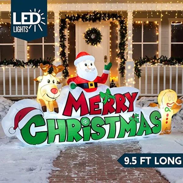 9.5ft Inflatable LED Merry Christmas Decoration 4 9.5ft Inflatable LED Merry Christmas Decoration - Image 2