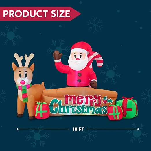 10ft LED Inflatable Santa Merry Christmas Sign 7 10ft LED Inflatable Santa Merry Christmas Sign - Image 5