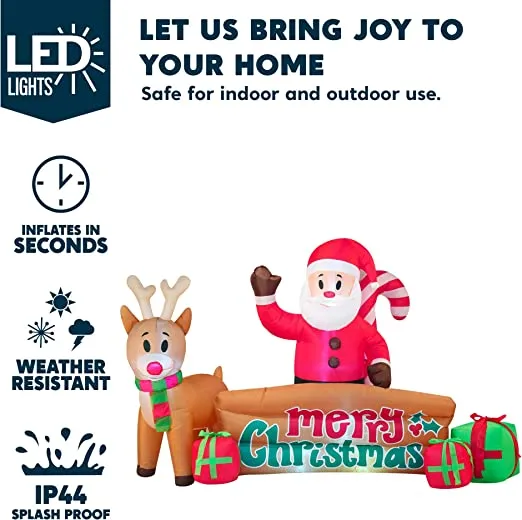 10ft LED Inflatable Santa Merry Christmas Sign 5 10ft LED Inflatable Santa Merry Christmas Sign - Image 3