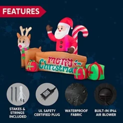 10ft LED Inflatable Santa Merry Christmas Sign 13 10ft LED Inflatable Santa Merry Christmas Sign -Christmas Decorations 10ft LED Inflatable Merry Christmas Sign 4 1