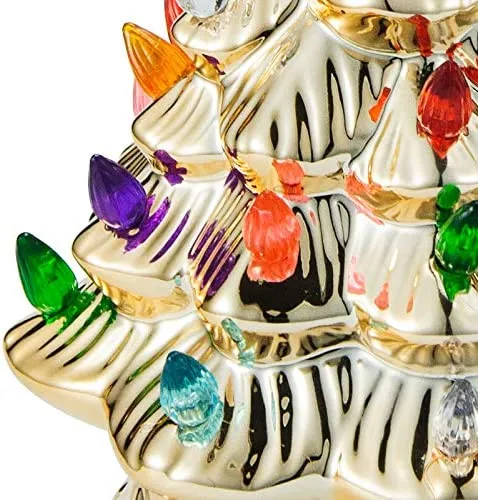 12in Prelit Tabletop Gold Ceramic Christmas Tree 7 12in Prelit Tabletop Gold Ceramic Christmas Tree - Image 5