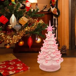 Pink Ceramic Tabletop Christmas Tree 12in -Christmas Decorations 12 Inches Pink Ceramic Christmas Tree 3 result 600x600 1