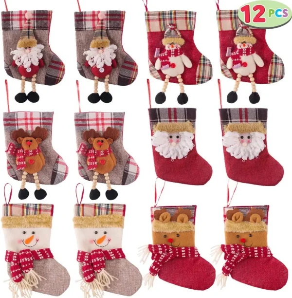 12pcs 3D Mini Christmas Stockings Set 4 12pcs 3D Mini Christmas Stockings Set - Image 2