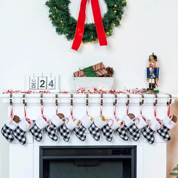 12pcs Buffalo Plaid Christmas Stockings Decoration 5in 5 12pcs Buffalo Plaid Christmas Stockings Decoration 5in - Image 3
