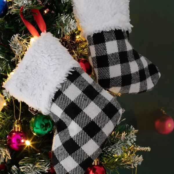 12pcs Buffalo Plaid Christmas Stockings Decoration 5in 3 12pcs Buffalo Plaid Christmas Stockings Decoration 5in