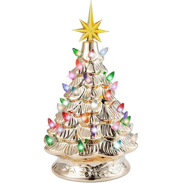 12in Prelit Tabletop Gold Ceramic Christmas Tree 3 12in Prelit Tabletop Gold Ceramic Christmas Tree