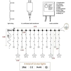 12pcs 138 LED Warm White Star String Lights -Christmas Decorations 12pcs 138 Count LED Warm White Star String Lights 1 结果 600x600 1