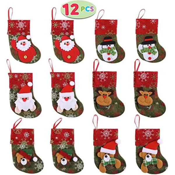 12pcs 3D Mini Christmas Stockings Decoration 4 12pcs 3D Mini Christmas Stockings Decoration - Image 2