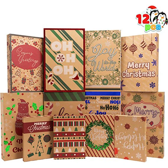 12pcs Christmas Aluminum Foil Kraft Paper Gift Box 5 12pcs Christmas Aluminum Foil Kraft Paper Gift Box - Image 3