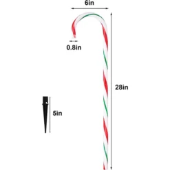 12pcs Thick Red And Green Candy Cane Light Stakes 28in 10 12pcs Thick Red And Green Candy Cane Light Stakes 28in -Christmas Decorations 12pcs Thick Red And Green Candy Cane Light Stakes 28in