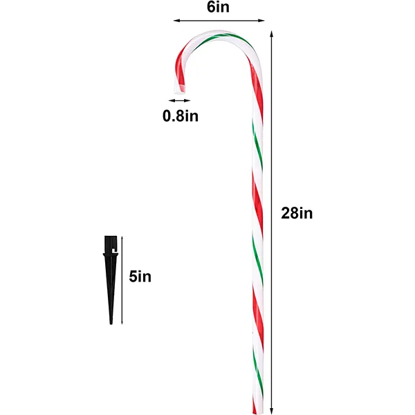 12pcs Thick Red And Green Candy Cane Light Stakes 28in 5 12pcs Thick Red And Green Candy Cane Light Stakes 28in - Image 3