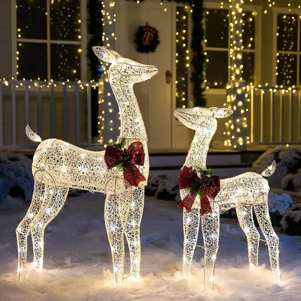 130 LED Warm White Reindeer Yard Decorations 3 130 LED Warm White Reindeer Yard Decorations