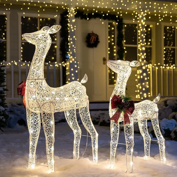 130 LED Warm White Reindeer Yard Decorations 6 130 LED Warm White Reindeer Yard Decorations - Image 4