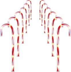 12pcs Red Light Up Candy Cane Pathway Markers 17in -Christmas Decorations 17 Christmas Candy Cane Pathway Markers Lights 12 Packs Thick Red 2 result 600x610 1