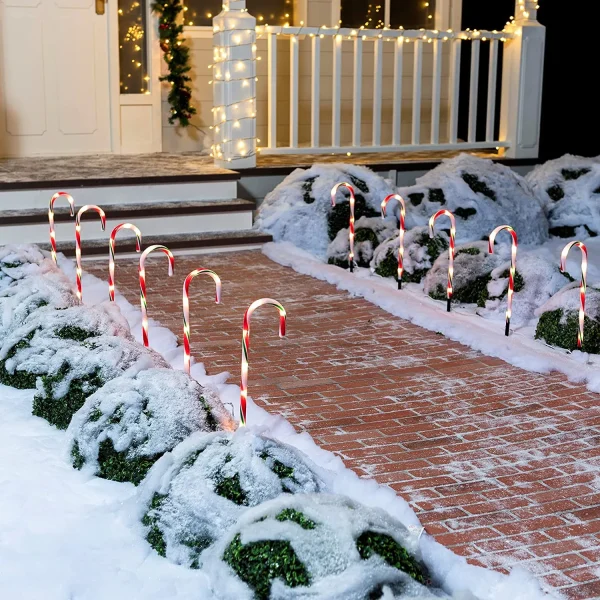 12pcs Green Pathway Markers Candy Cane Light Set 17in 6 12pcs Green Pathway Markers Candy Cane Light Set 17in - Image 4
