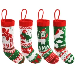 4pcs Christmas Knit Stocking Decorations 18in
