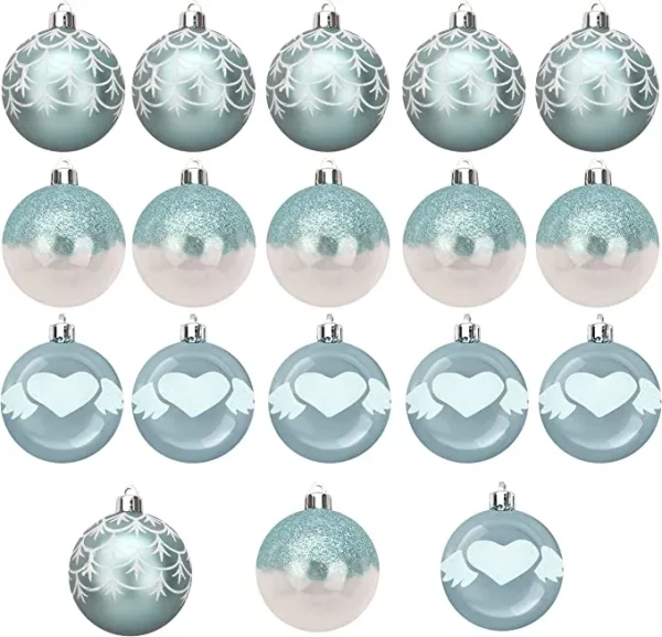 18pcs Baby Blue Christmas Ornaments 2.36in 4 18pcs Baby Blue Christmas Ornaments 2.36in - Image 2