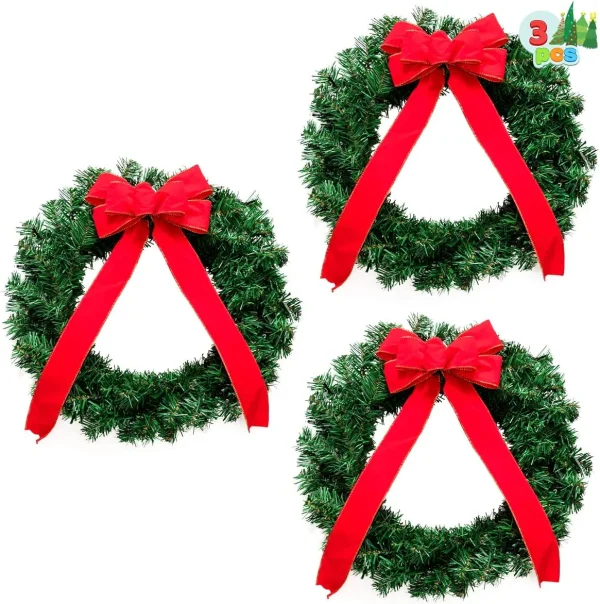 3pcs Christmas Wreath With LED Lights 19in 4 3pcs Christmas Wreath With LED Lights 19in - Image 2