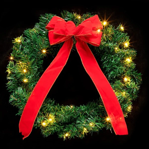3pcs Christmas Wreath With LED Lights 19in 5 3pcs Christmas Wreath With LED Lights 19in - Image 3