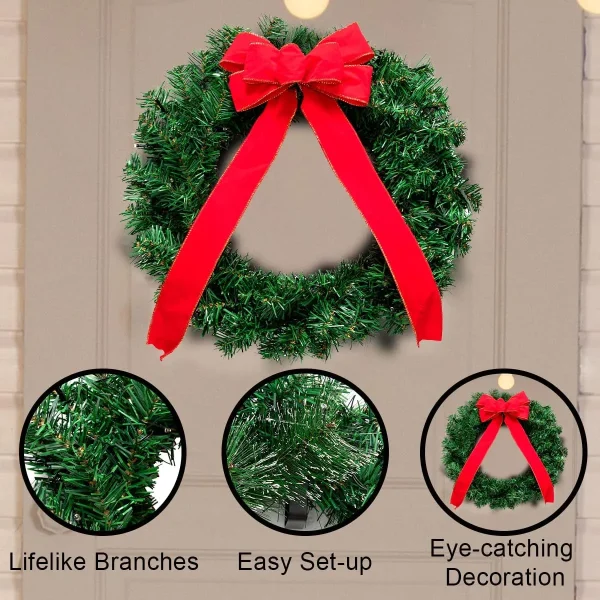 3pcs Christmas Wreath With LED Lights 19in 8 3pcs Christmas Wreath With LED Lights 19in - Image 6
