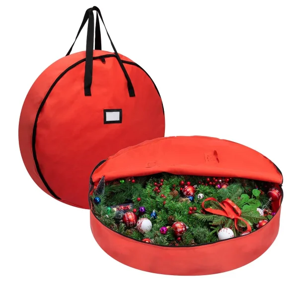 2pcs Red Christmas Wreath Storage Bags 30in 3 2pcs Red Christmas Wreath Storage Bags 30in