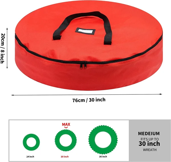 2pcs Red Christmas Wreath Storage Bags 30in 6 2pcs Red Christmas Wreath Storage Bags 30in - Image 4