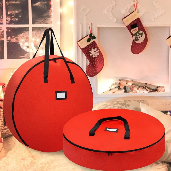 2pcs Red Christmas Wreath Storage Bags 30in 7 2pcs Red Christmas Wreath Storage Bags 30in - Image 5