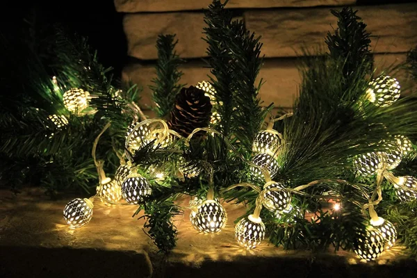 2x40 LED Warm White Led Moroccan Globe String Lights 6 2x40 LED Warm White Led Moroccan Globe String Lights - Image 4