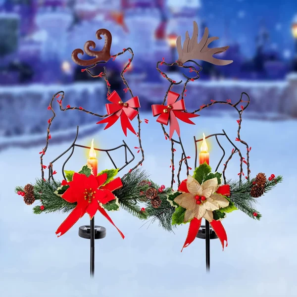 2pcs Christmas Reindeer Solar Stake Lights Outdoor 3 2pcs Christmas Reindeer Solar Stake Lights Outdoor
