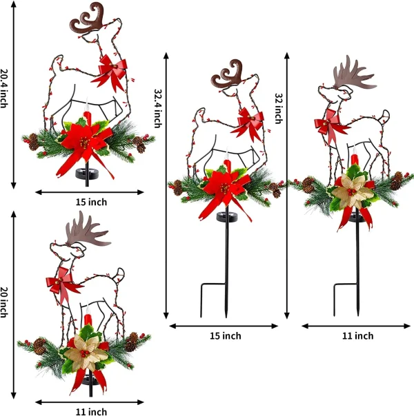 2pcs Christmas Reindeer Solar Stake Lights Outdoor 5 2pcs Christmas Reindeer Solar Stake Lights Outdoor - Image 3