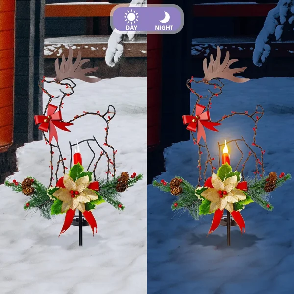 2pcs Christmas Reindeer Solar Stake Lights Outdoor 8 2pcs Christmas Reindeer Solar Stake Lights Outdoor - Image 6
