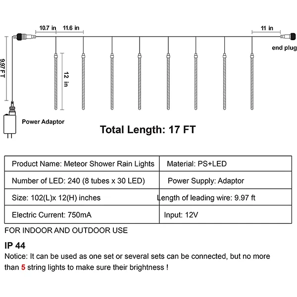 2 X 8 Tubes (12in) Christmas Icicle String Lights, Warm White 5 2 X 8 Tubes (12in) Christmas Icicle String Lights, Warm White - Image 3