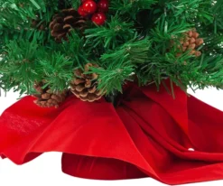 LED Warm White Tabletop Prelit Mini Christmas Tree 22in -Christmas Decorations 22 Prelit Tabletop Christmas Tree with Holy Leaves amp Pine Cones 4 result 600x501 1