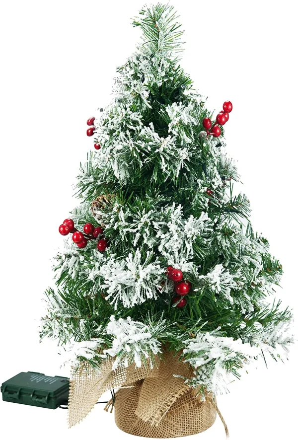 Pre Lit Snow Flocked Christmas Tree Tabletop 20in 4 Pre Lit Snow Flocked Christmas Tree Tabletop 20in - Image 2