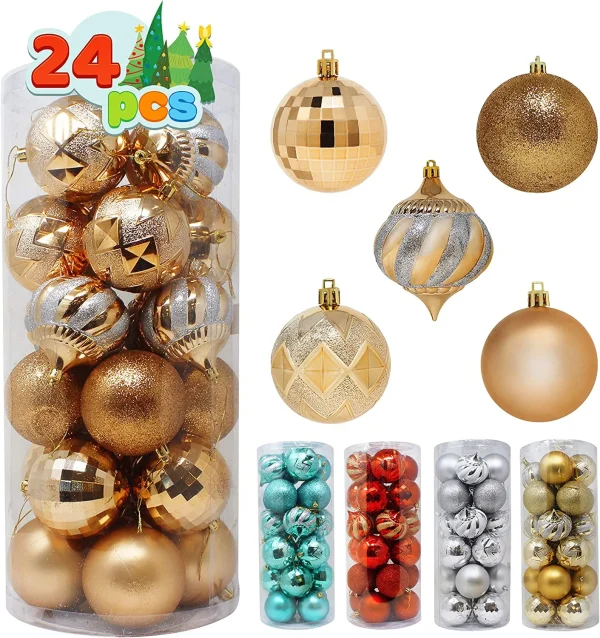 24pcs Champagne Christmas Ball Ornaments 4 24pcs Champagne Christmas Ball Ornaments - Image 2