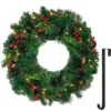 Pre Lit Artificial Christmas Wreath 24in 2 Pre Lit Artificial Christmas Wreath 24in -Christmas Decorations 24 Prelit Battery Operated Christmas Wreath 1