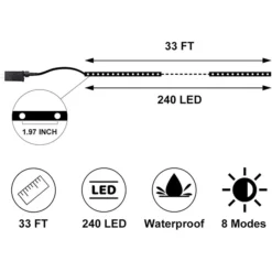 240 LED Warm White Led Rope Lights Strip Lights 33ft 11 240 LED Warm White Led Rope Lights Strip Lights 33ft -Christmas Decorations 240 LED Rope Lights Warm White Strip Lights 33ft