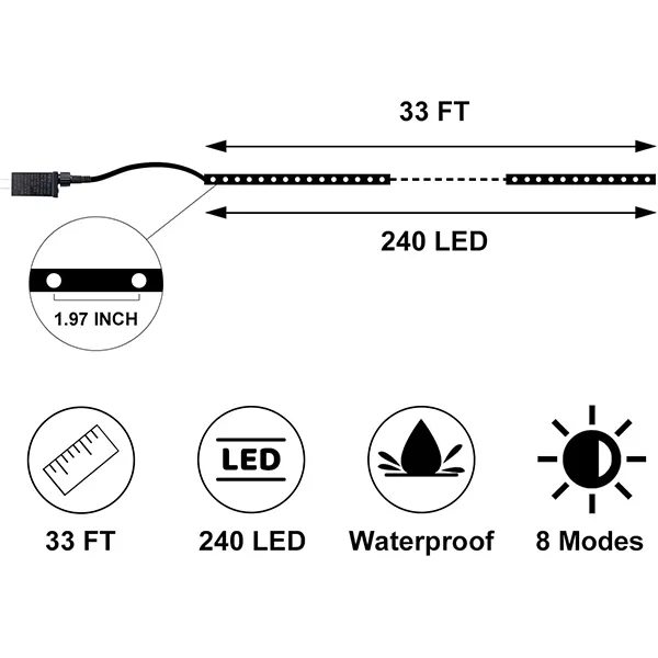 240 LED Warm White Led Rope Lights Strip Lights 33ft 6 240 LED Warm White Led Rope Lights Strip Lights 33ft - Image 4