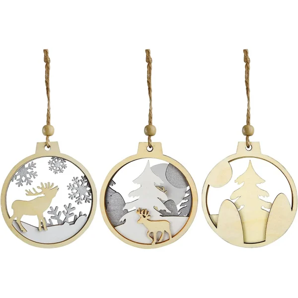 24pcs Christmas Wooden Reindeer Ornaments 5 24pcs Christmas Wooden Reindeer Ornaments - Image 3