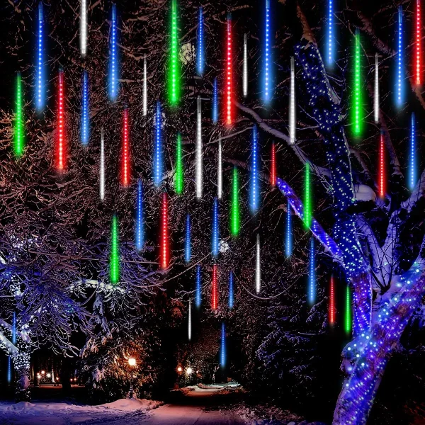 2x 8 Tubes (12in) Meteor Shower Rain Lights, Multicolor 3 2x 8 Tubes (12in) Meteor Shower Rain Lights, Multicolor
