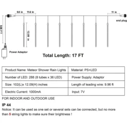 3x 8 Tubes (12in) Christmas Meteor Shower Rain Lights, Multicolor 11 3x 8 Tubes (12in) Christmas Meteor Shower Rain Lights, Multicolor -Christmas Decorations 288 LED Meteor Shower Rain Lights 8 Tubes 30cm Multicolor 3 Pack 4 result 600x600 1