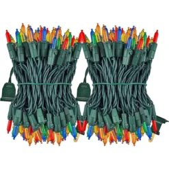 2x100 LED Multicolor Christmas Green Wire String Lights 26.25ft -Christmas Decorations 2Pcs 100 LED Christmas Multicolor Green Wire String Lights 26 1