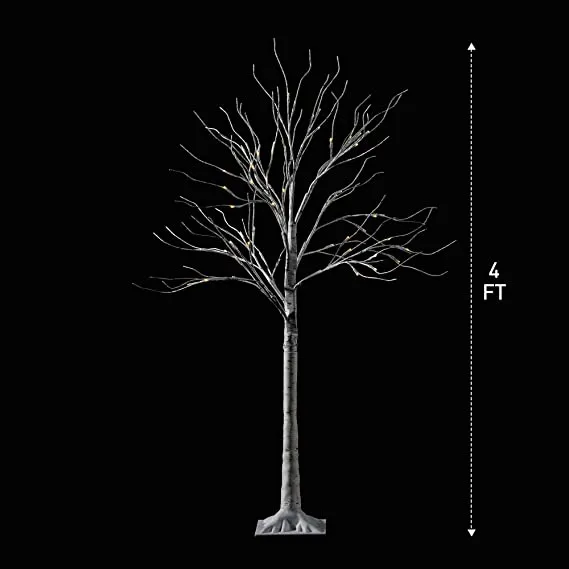 2x 4ft White Birch Tree With 64 LED Lights 6 2x 4ft White Birch Tree With 64 LED Lights - Image 4
