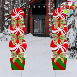 2pcs Outdoor Christmas Yard Signs With Stakes