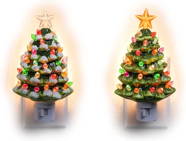 2 Packs Ceramic Christmas Tree Night Light 4 2 Packs Ceramic Christmas Tree Night Light - Image 2