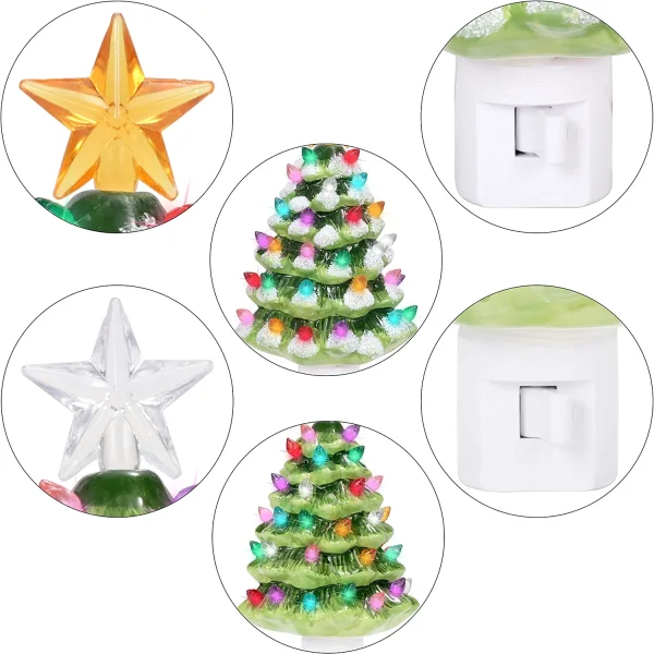 2 Packs Ceramic Christmas Tree Night Light 6 2 Packs Ceramic Christmas Tree Night Light - Image 4
