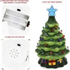 2pcs Pre Lit Ceramic Tabletop Christmas Tree 7in 13 2pcs Pre Lit Ceramic Tabletop Christmas Tree 7in -Christmas Decorations 2Pcs Ceramic Christmas Trees 7in 2 1